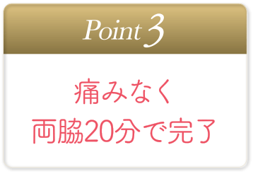 痛み無く両脇20分で完了