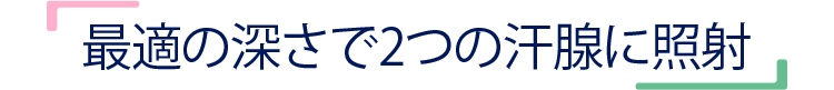 最適な深さで2つの汗腺に照射